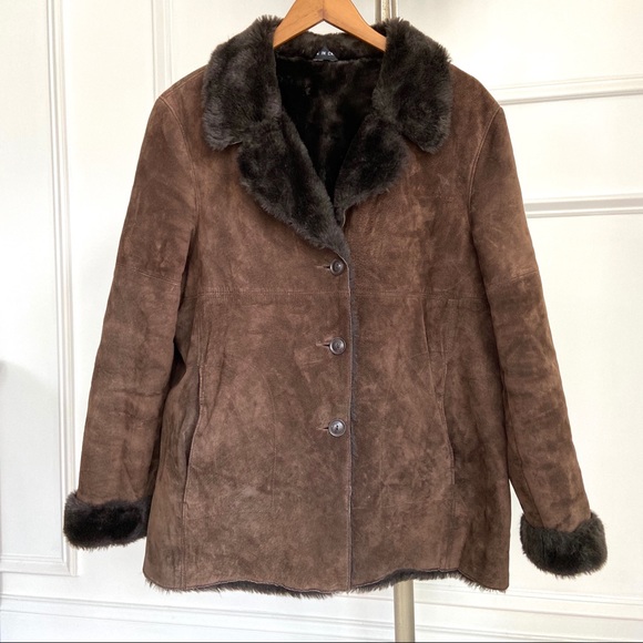 Marvin Richards Leather Coat Faux Fur 